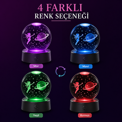 Satürn Kız LED Küre – Renk Değiştiren Gece Lambası, Sevgiliye Hediye, Dekoratif Işıklı Küre